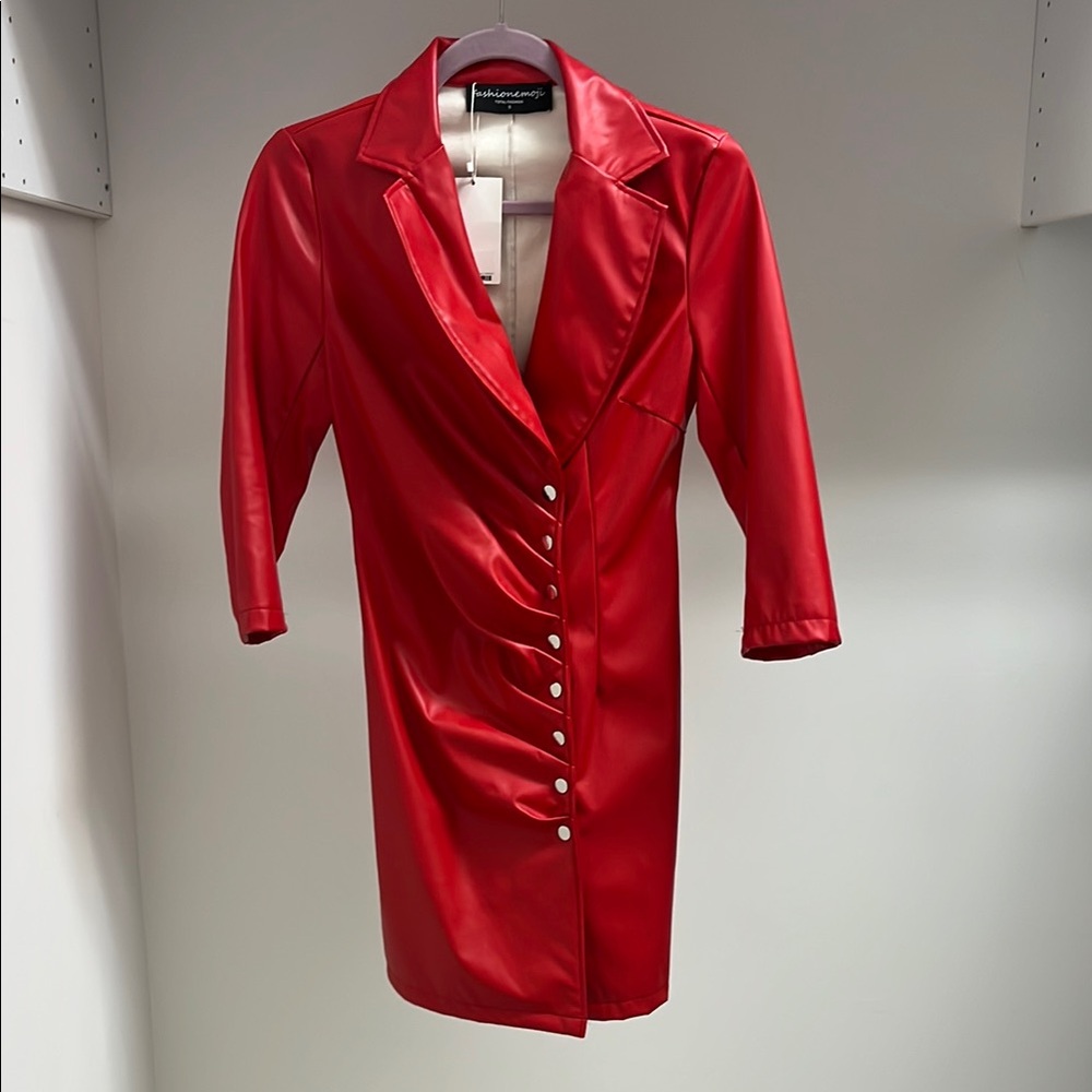 Red Women's Faux Leather Dress
